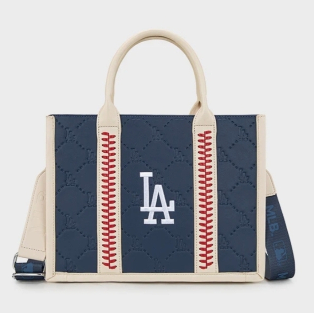 MLB Los Angeles Dodgers Tote Bag with Baseball Stitch, NWT